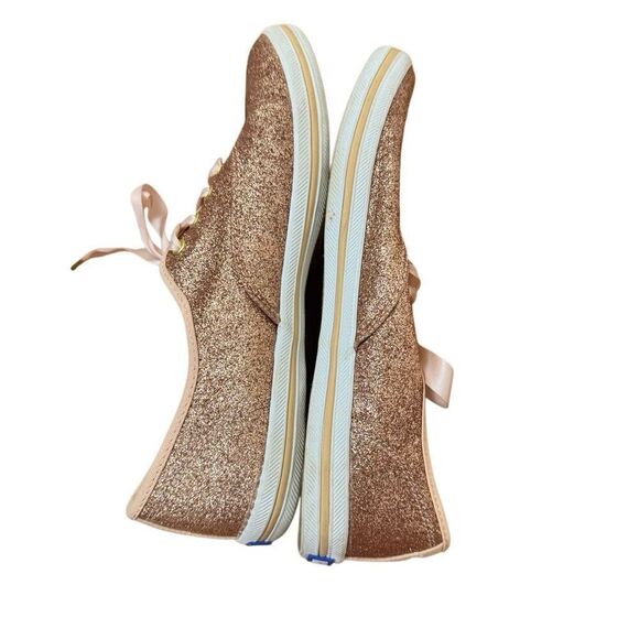 Keds x Kate Spade Rose Gold Glitter Sneakers Girls Size 4 - Picture 3 of 7